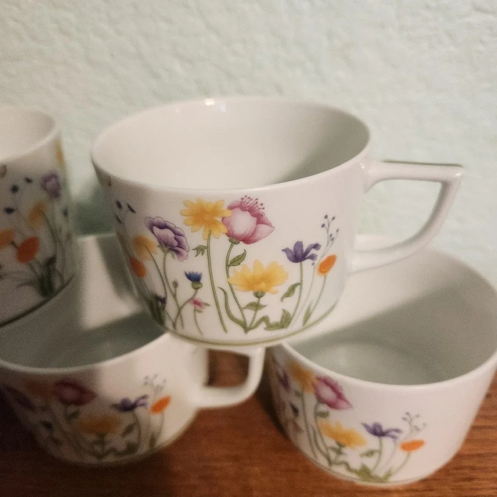 Denby English Garden‎ Limoges France Porcelain Tea Cup Set Of 5 Easter Spring